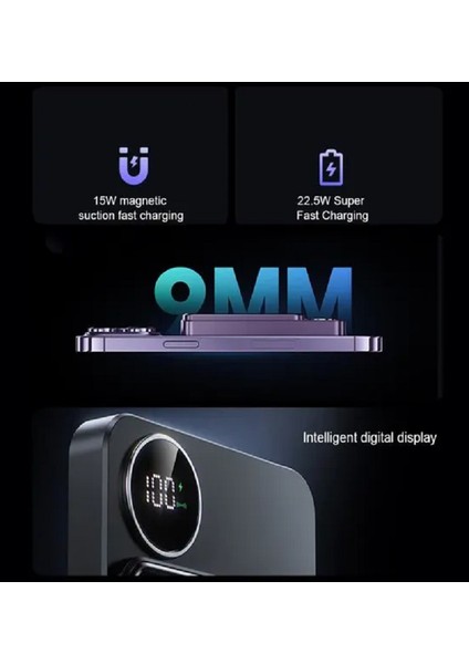 10000 Mah Magsafe Uyumlu Powerbank | 22.5W Hızlı Şarj | Dijital Göstergeli | Type-C & USB Çıkışlı