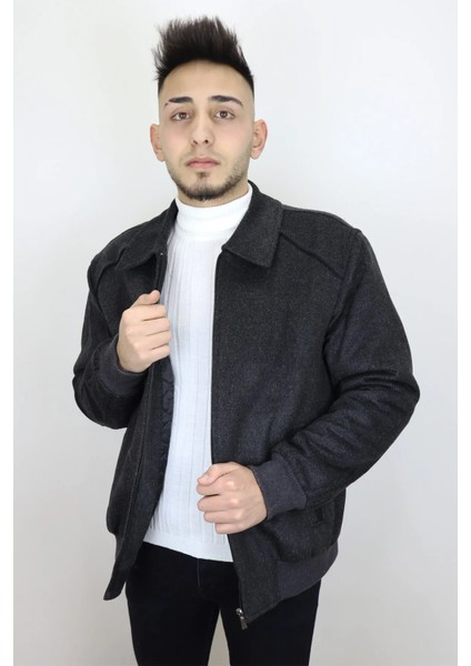 Fistan Store Erkek Ceket Yaka Klasik Kesim Rahat Kalıp Kolu Lastikli Kışlık Kaşmir Kaban