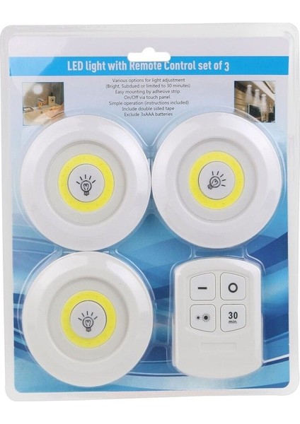 Uzaktan Kumandalı Yapışkanlı 3'lü LED Spot Lamba fiyatları