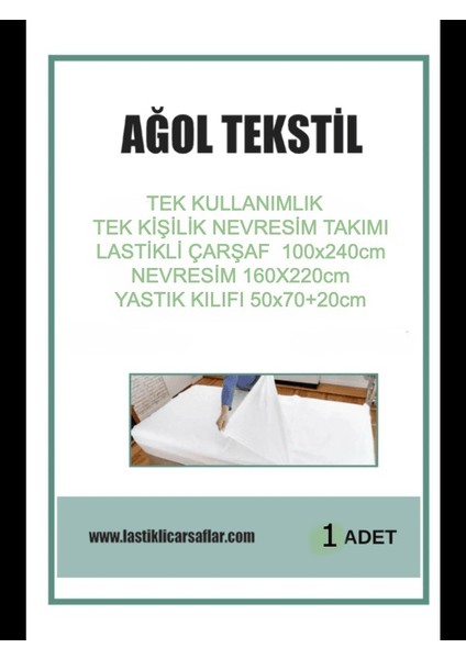 Tek Kullanımlık Nevresim Seti Tek Kişilik (1 Lastikli Çarşaf + 1 Yorgan Kılıfı + 1 Yastık Kılıfı)
