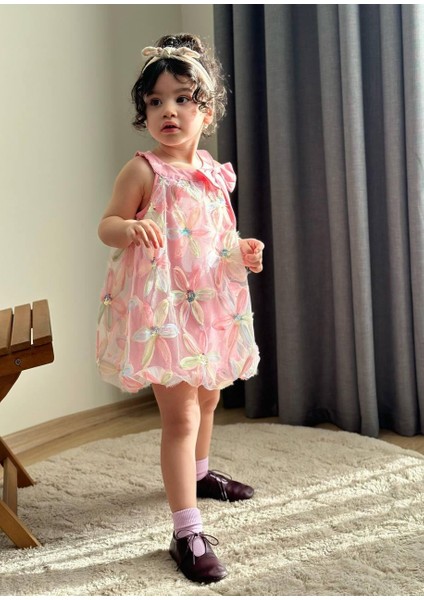 Çiçekli Kiz Çocuk Elbise.balon Model Yuksek Kalıte 3-10 Yaş modelleri