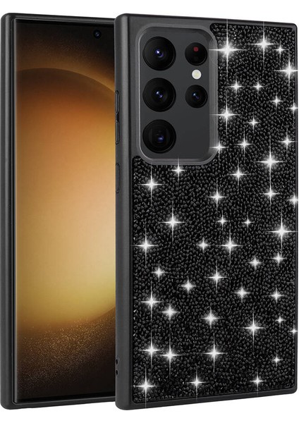 Galaxy S24 Ultra Kılıf Parlak Taşlı Tasarım Btbm Pırlanta Kapak-Lila