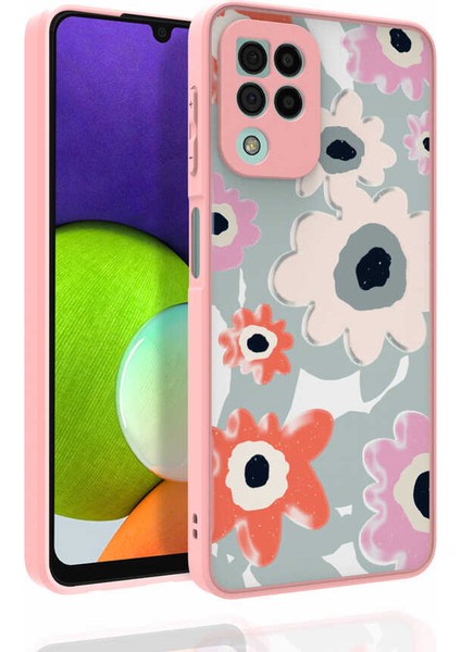 Galaxy M32 Kılıf Desenli Kamera Korumalı Parlak Btbm Nora Kapak-No5