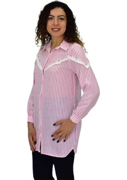 Kadın Çizğili Keten Gömlek BGL-ST03706 modelleri
