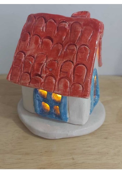 Seramik Altlıklı Mumluk El Yapım 12X11CM Kırmızı Mavi Beyaz Obje 1 Adet fiyatları