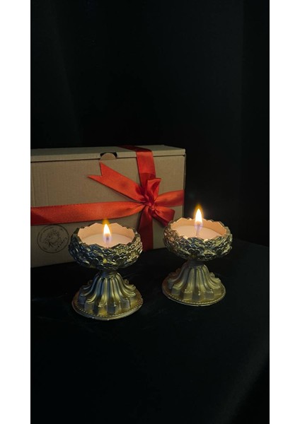 Barok Tarzı Gold 2 Adet Kokulu Dekoratif Mum fiyatları