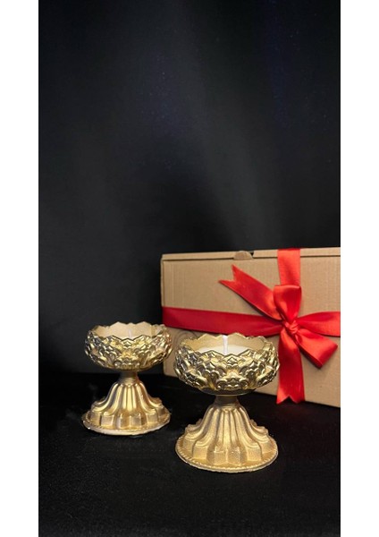 Barok Tarzı Gold 2 Adet Kokulu Dekoratif Mum modelleri