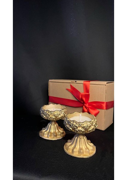 Barok Tarzı Gold 2 Adet Kokulu Dekoratif Mum fırsatları