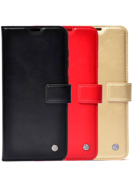 Apple iPhone 15 Pro Kılıf Klfs Kar Deluxe Kapaklı Kılıf-Gold