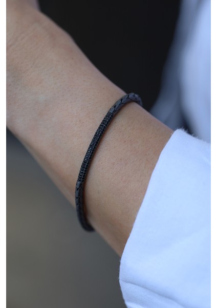 14 Ayar Altın Siyah Taşlı Siyah Altın Unisex Bileklik modelleri