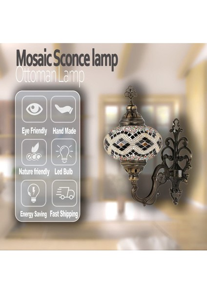 Mozaik Aplik Otantik Gece Lamba El Yapımı Mozaik Yatak Odası Lambası fırsatları