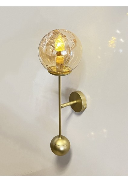 Şarjlı Pilli Aplik Gezegen Gold Metal Camlı Aplik - Özel Tasarım Ampul Içindedir