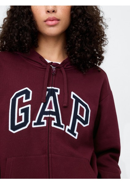 Kadın Bordo Gap Logo Fleece Fermuarlı Sweatshirt modelleri