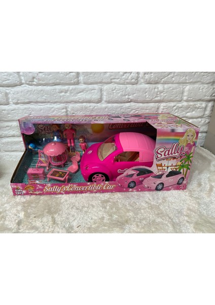 Sally Ailece Kampta ve Üstü Açılabilen Pembe Araba