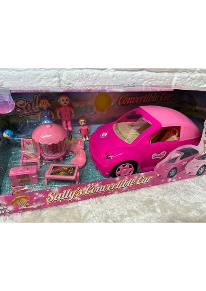 Sally Ailece Kampta ve Üstü Açılabilen Pembe Araba