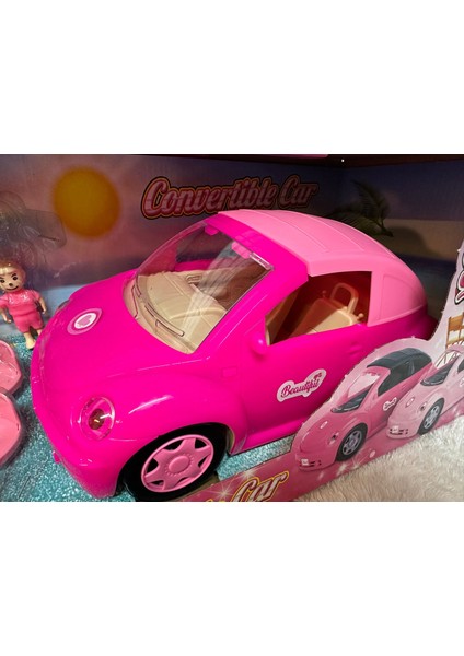 Sally Ailece Kampta ve Üstü Açılabilen Pembe Araba