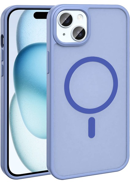 Apple iPhone 13 Kılıf Magsafe Şarj Özellikli Mat Arka Yüzey Klfs Sio Kapak-Lila