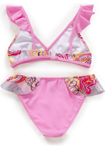 Kız Çocuk Parlak Desenli Volanlı Bikini Takımı fiyatları