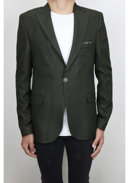 Fistan Store Erkek Italyan Kesim Dar Kalıp Tek Düğme Yazlık Blazer Ceket