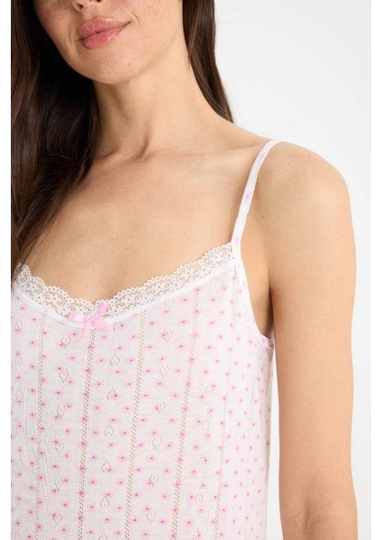 Yeni Sezon Regular Fit Askılı Dantelli Gecelik-Fall In Love indirimleri