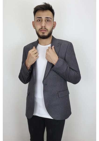 Fistan Store Erkek Italyan Kesim Dar Kalıp Tek Düğme Yazlık Blazer Ceket