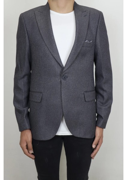 Fistan Store Erkek Italyan Kesim Dar Kalıp Tek Düğme Yazlık Blazer Ceket
