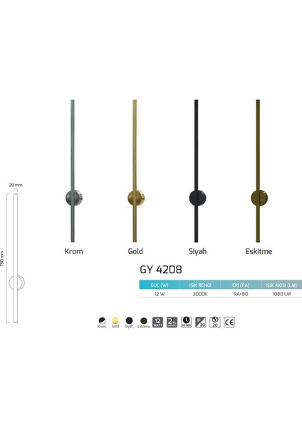 12W Dekoratif LED Aplik - 4208