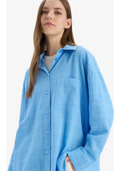 Yeni Sezon Oversize Geniş Kalıp Müslin Uzun Kollu Gömlek
