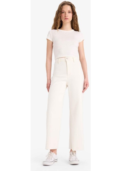 Yeni Sezon Culotte Yüksek Bel Paça Ucu Kesik Crop Jean Pantolon fiyatları