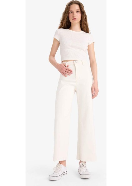 Yeni Sezon Culotte Yüksek Bel Paça Ucu Kesik Crop Jean Pantolon modelleri