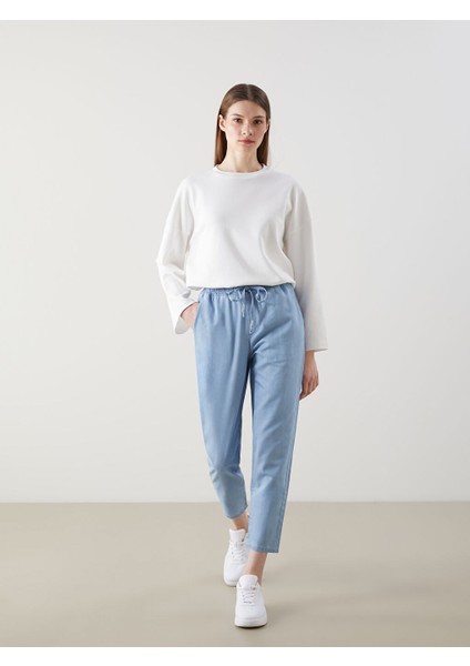 Yeni Sezon Beli Lastikli Carrot Fit Kadin Jean Pantolon - S5H747Z8