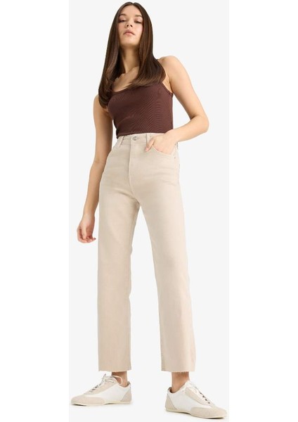 Yeni Sezon Crop Flare Fit Yüksek Bel Bilek Boy Jean Pantolon indirimleri