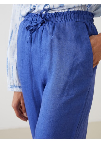 Yeni Sezon Beli Lastikli Keten Kadin Pantolon - S5NQ89Z8 fırsatları