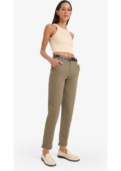 Yeni Sezon Carrot Fit Kemerli Gabardin Pantolon Cepli Yüksek Bel Düz Paça modelleri
