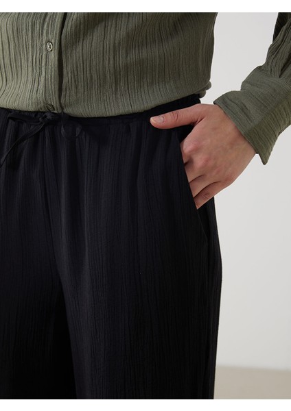 Yeni Sezon Beli Lastikli Dokulu Kadin Pantolon - S5MR53Z8 modelleri