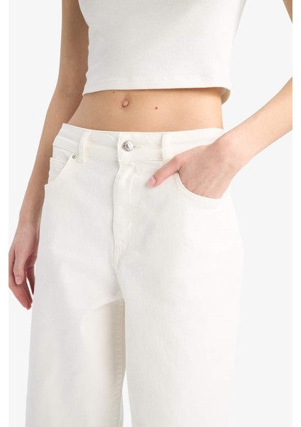 Yeni Sezon Culotte Gabardin Kumaş Pantolon Yüksek Bel Basic Düz Cepli Geniş Bol Paça indirimleri