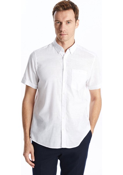 Yeni Sezon Regular Fit Keten Karisimli Erkek Gomlek - S56053Z8