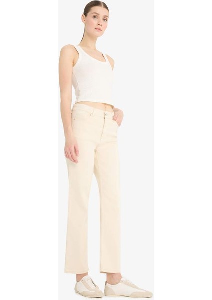 Yeni Sezon Comfort Straight Yüksek Bel Bilek Boy Jean Pantolon fiyatları