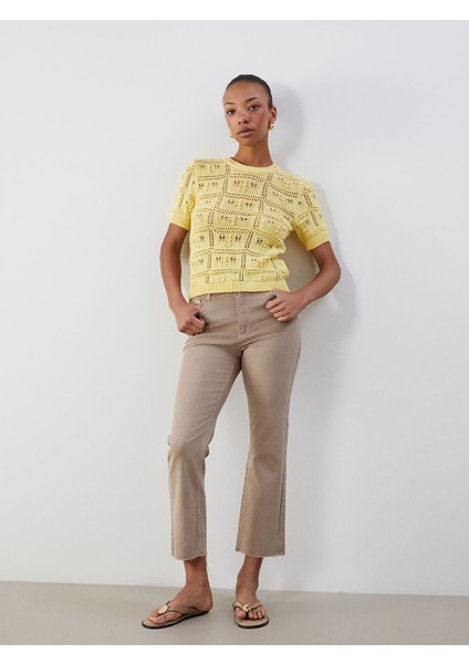 Yeni Sezon Crop Flare Kadin Jean Pantolon - S5PS10Z8