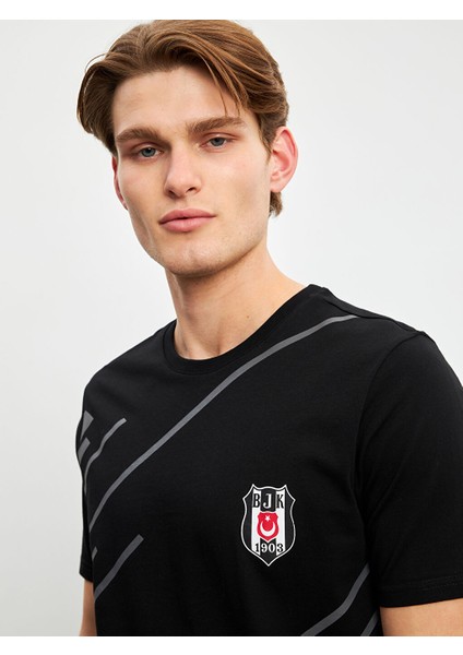 Yeni Sezon Standart Kalip Besiktas Baskili Erkek Sortlu Pijama Takimi - S5BM69Z8