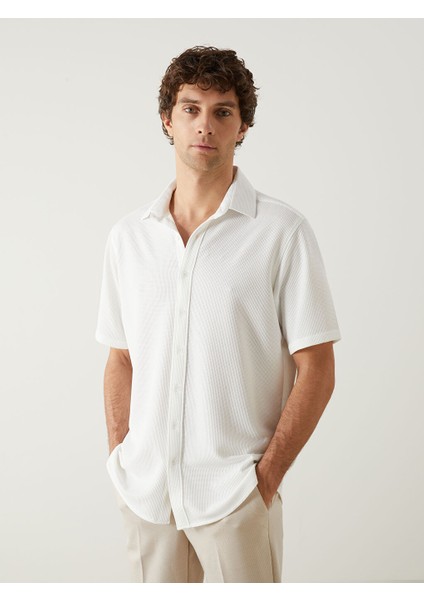 Yeni Sezon Regular Fit Kisa Kollu Erkek Dokulu Gomlek - S5FD85Z8