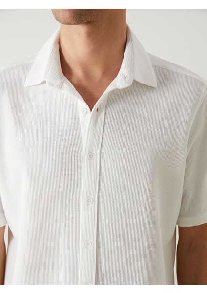 Yeni Sezon Regular Fit Kisa Kollu Erkek Dokulu Gomlek - S5FD85Z8
