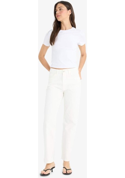 Yeni Sezon Comfort Straight Normal Bel Bilek Boy Beyaz Jean Pantolon modelleri