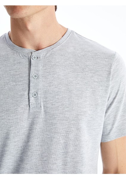 Yeni Sezon Bisiklet Yaka Kisa Kollu Erkek Pijama Ust - S57256Z8