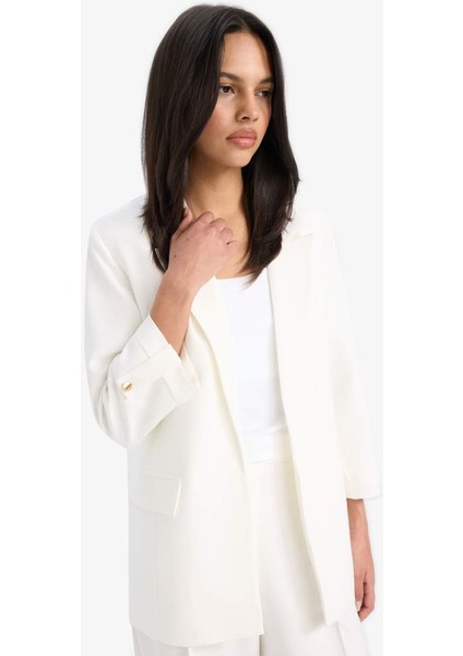Yeni Sezon Regular Cepli Apoletli Blazer Ceket fırsatları