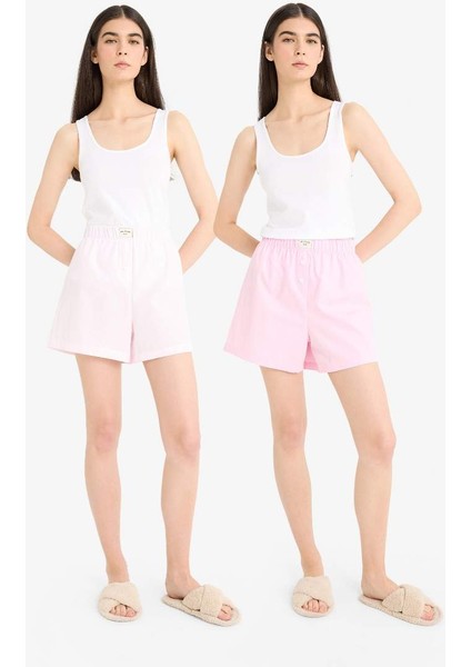 Yeni Sezon Regular Fit Kısa Boy Poplin 2'li Pijama Alt-Fall In Love