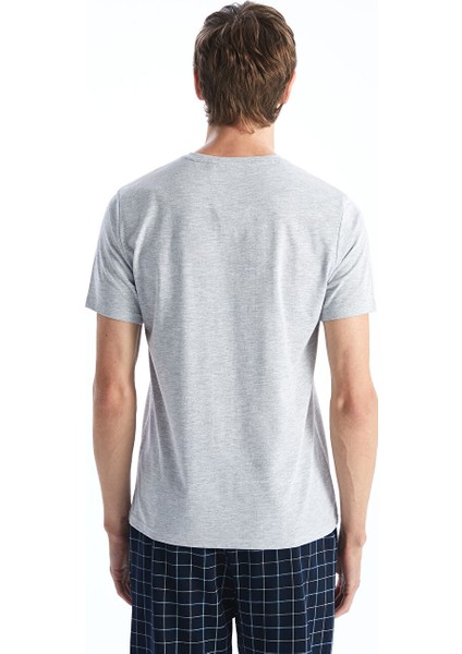 Yeni Sezon Bisiklet Yaka Kisa Kollu Erkek Pijama Ust - S57256Z8