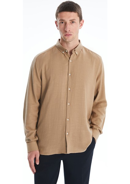 Yeni Sezon Slim Fit Uzun Kollu Armurlu Erkek Gomlek - S55717Z8