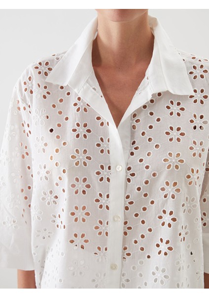 Yeni Sezon Ajurlu Oversize Kadin Gomlek - S5ME05Z8 modelleri