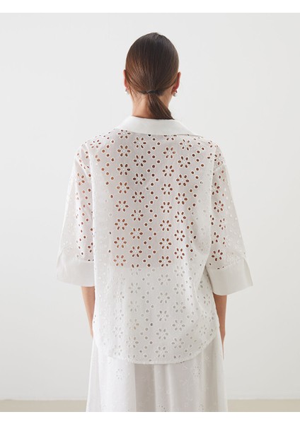 Yeni Sezon Ajurlu Oversize Kadin Gomlek - S5ME05Z8 fırsatları